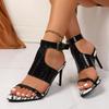 Fashion Large Size Women's High Heels 2025 Summer Pointed Thin Heels Vintage Square Button Sandals Fashion Luxury Sexy Non Slip Pumps