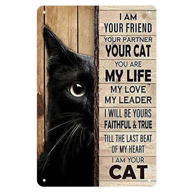 New Vintage Siamese Cat I Am Your Friend Your Partner Your Cat Funny Metal Tin Sign Wall Decor Man Cave Bar Retro Metal Vintage