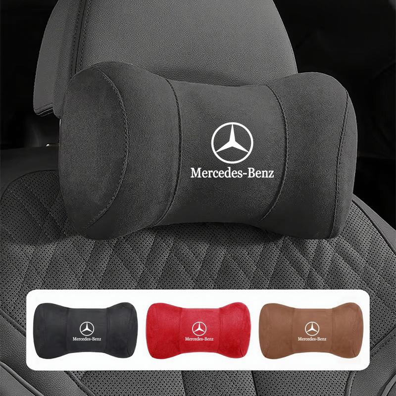 CQI1 Car Seat Suede Memory Cotton Neck Pillow Headrest For Mercedes Benz AMG W205 C300 W203 W206 W108 W124 W126 W140 W168 GLA GLB GLC