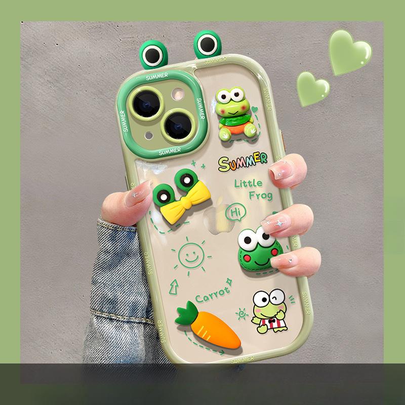 Applicable To Vivos17 Mobile Phone Case for Women X90 Cute Funny Frog Three-dimensional Doll Y52s Silicone Protective Cover