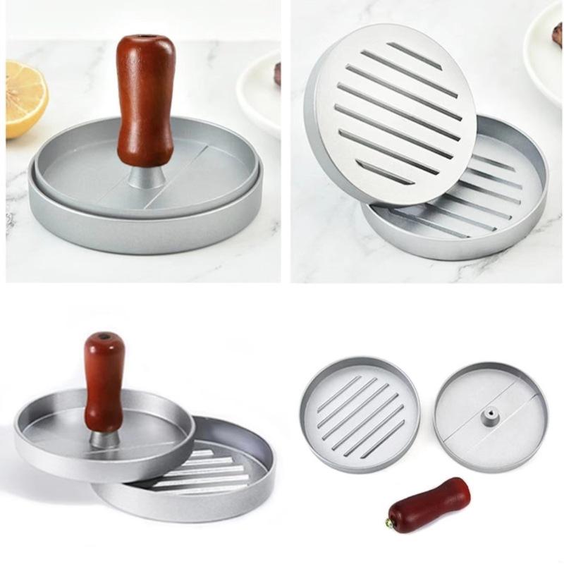 Aluminum & Wood Handle Hamburger Patty Press Mold