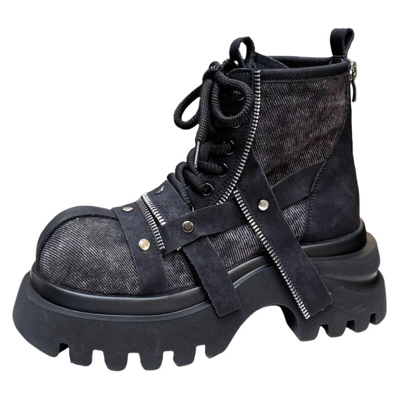 Fashion Platform Women Ankle Chelsea Boots Designer Lace Up Sport Shoes Winter New 2025 Fashion Brand Women's Boots Walking Mujer Shoes