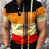 Мужская рубашка поло с цветными блоками, 3D-принтом, для улицы, с коротким рукавом, напечатанная, на пуговицах, одежда, модный дизайн, повседневная, дышащая