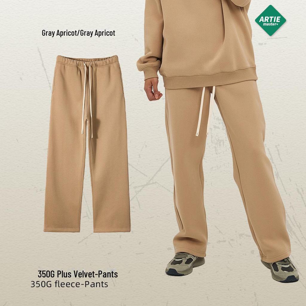 2024 Autumn/Winter Men's Thick 350g Velvet Straight-Leg Loose Casual Sports Trousers