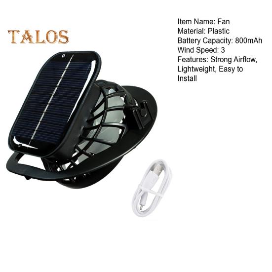 Вентилятор на солнечной батарее с трехскоростной регулировкой Мощный воздушный поток Низкий уровень шума Аккумуляторная рыбацкая шапка Охлаждающий вентилятор с зажимом Принадлежности для кемпинга