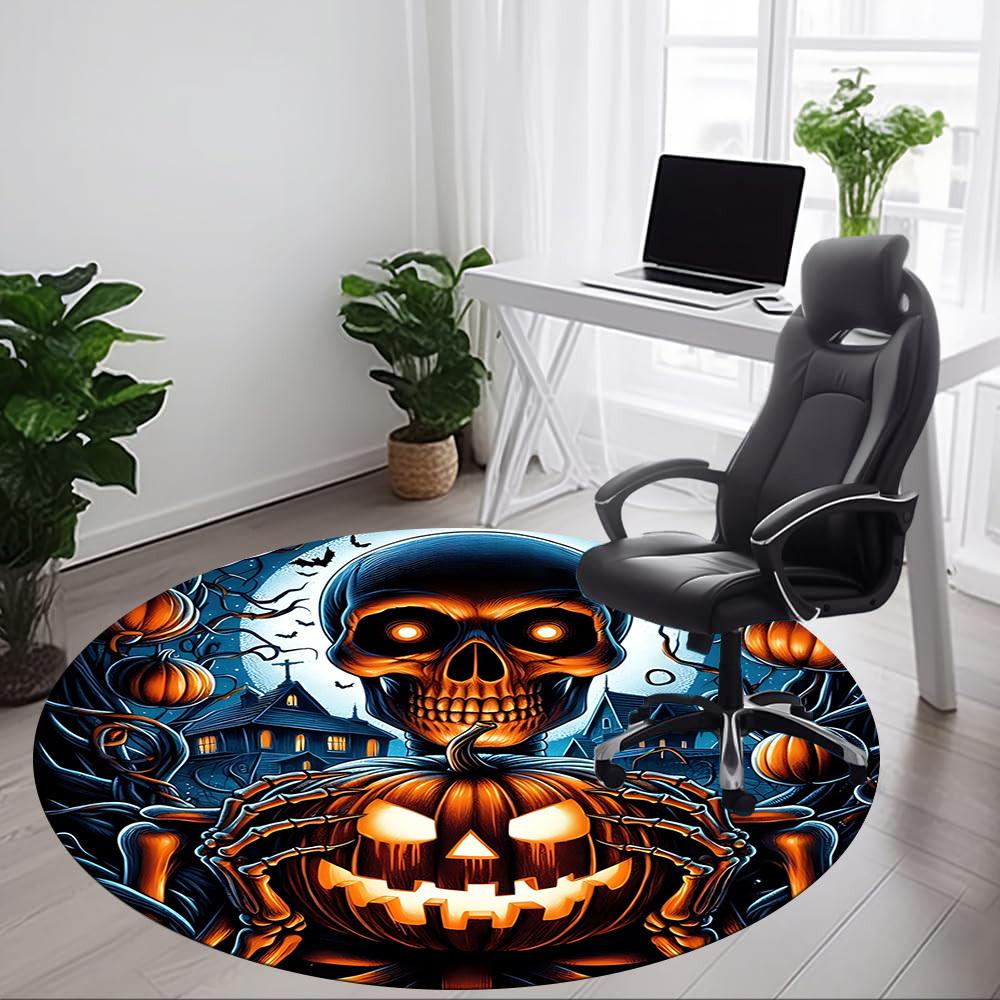 1pc Pumpkin, Spooky Skull Chair Carpet for Office, Soft Flannel Throw Mat, Perfect for Office,Holiday Party Decoration Choice yy251113041