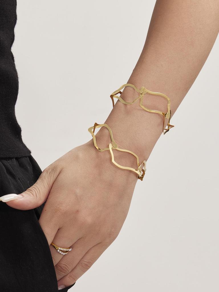 Oumika Позолоченный 18К Необычный Ювелирный Набор: Серьги, браслет и ожерелье из нержавеющей стали