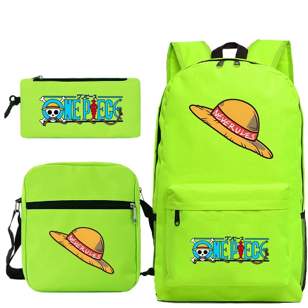 New Animation One Piece Printed Backpack for Primary and Secondary School Students Large Capacity School Bag Combination Three-piece Set