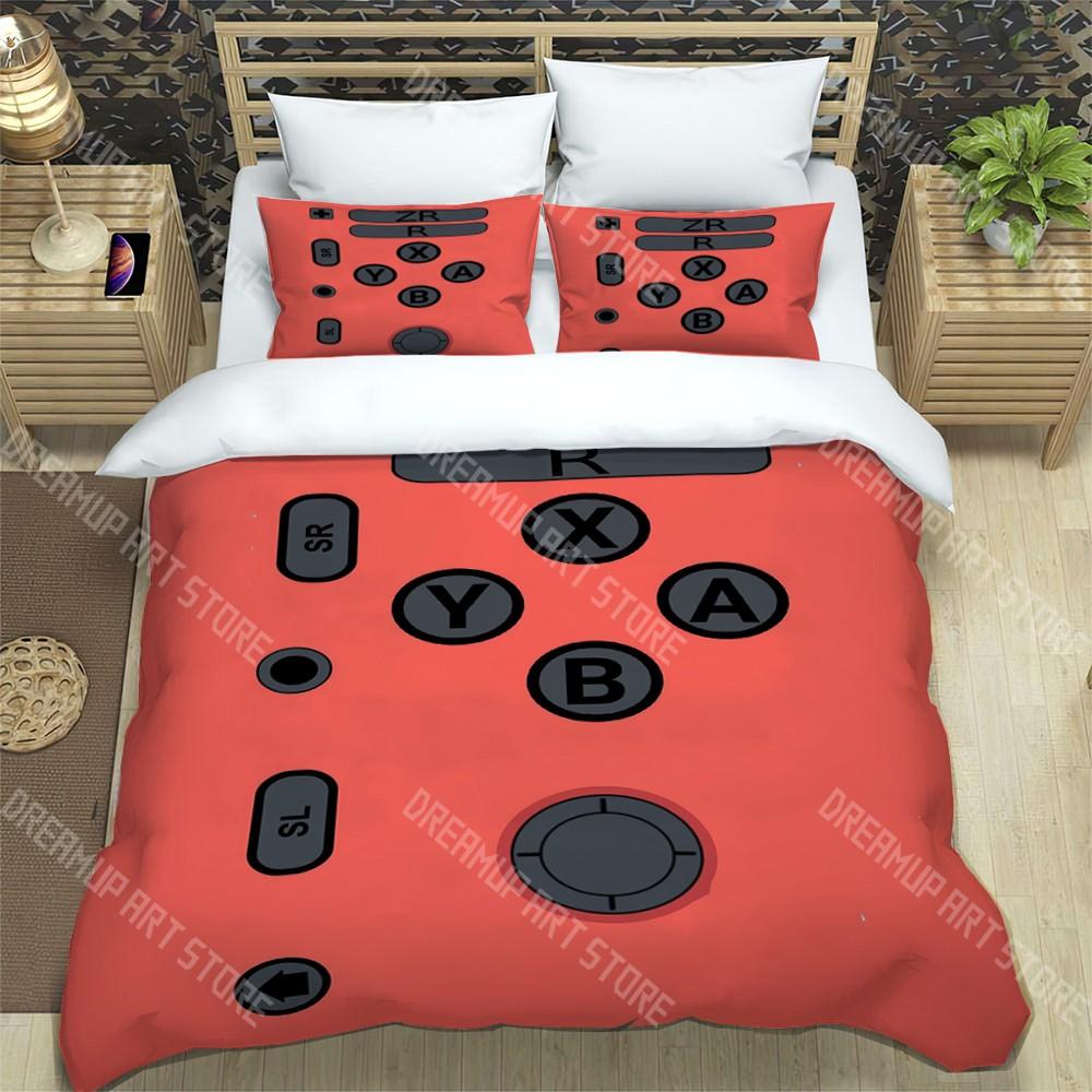 Creative Switch Game Trendy Print Three-piece Set Suitable for Kids or Adults Quilt Cover Pillowcase Bedding Set Birthday Gift