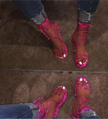 2024 Мода Женские Плоские Сандалии Летняя Уличная Обувь с Леопардовым и Змеиным Принтом Ремешок на Щиколотке Пряжка Ремешок Гладиаторские Сандалии ty67