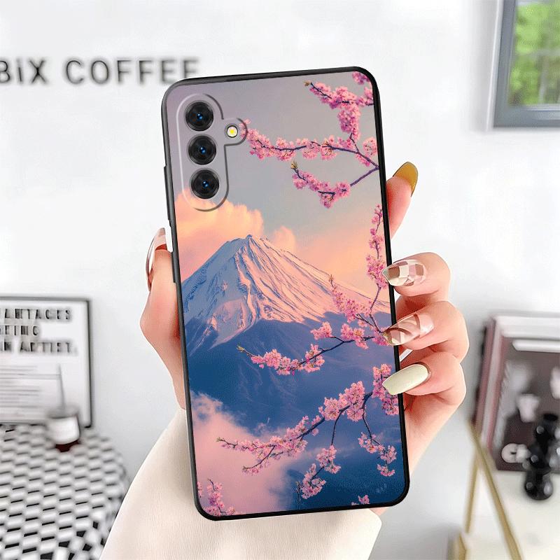 Японский Розовый Вишневый Гора Фудзи Мягкий Чехол для Телефона для Samsung A17 A37 A57 A16 A26 A36 A56 A15 A25 A35 A55 A14 A24 A34 A54 A13 A23