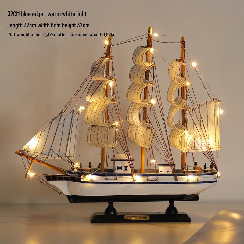 Sailing Boat Model Ornament: Smooth Sailing Wooden Display for Living Room, Wine Cabinet, or Bookcase