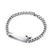 Personalized Engrave ID Name Bracelet For Women Customized Stainless Steel Chain Link Silver Bracelet Heart Bangle Jewelry 8mm