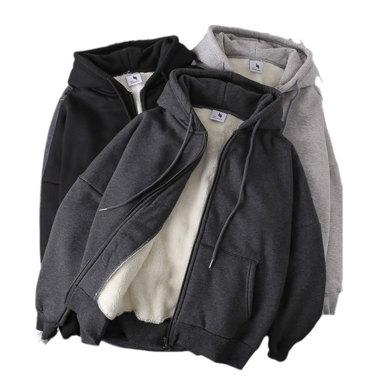 Men's 2021 Japanese Lamb Wool Cardigan Sweatshirt - Thick, Trendy, and Loose-Fit for Autumn/Winter.