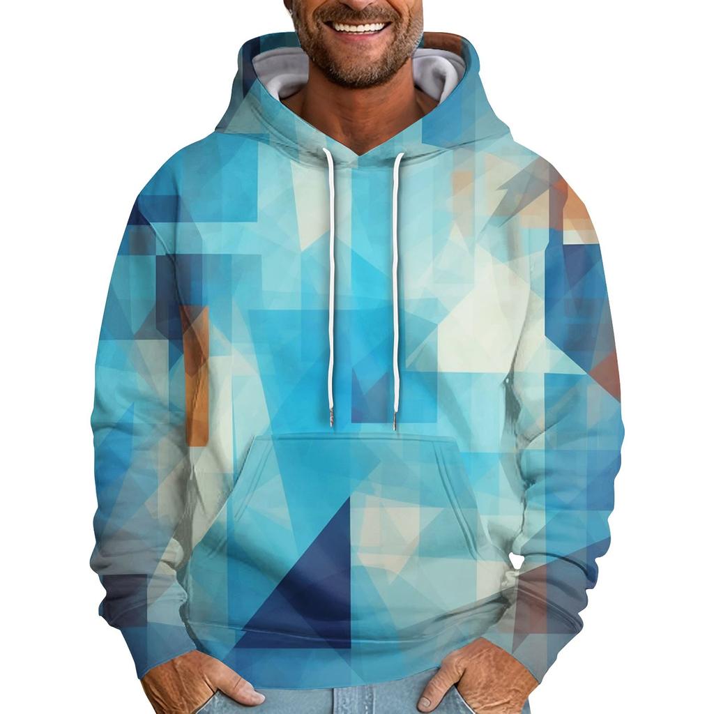 Men'S Loose Fashion Retro Printed Hooded Sweatshirt Casual Fashion Sports Sweatshirt