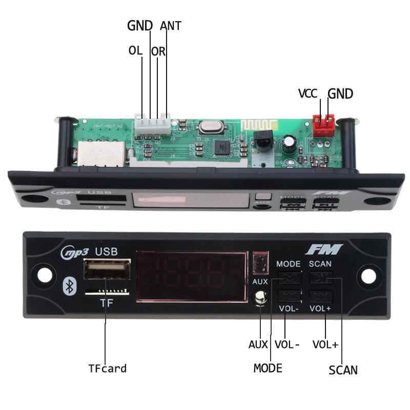 Wireless Bluetooth MP3 WMA Decoder Board 12V Car Audio USB TF FM Radio Module MP3 Player with Remote Control