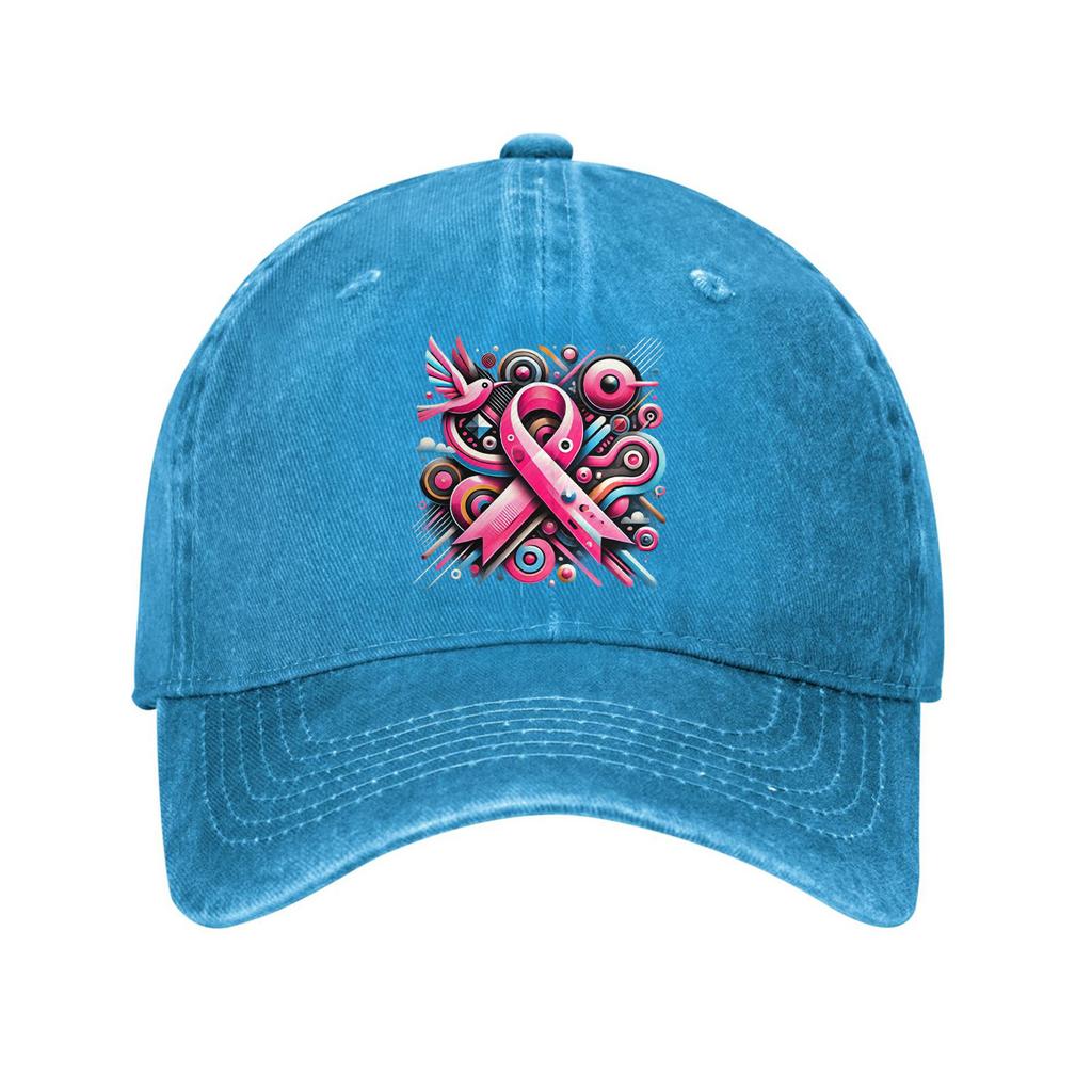Розовая Лента Awareness Рака Груди Абстрактный Принт Хлопковая Бейсболка Регулируемая Повседневная Папина Кепка