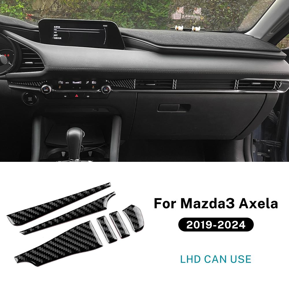 ZATR1 Real Soft Carbon Fiber Sticker For Mazda 3 BP Axela 2019 2020 2021 2022 2023 2024 2025 LHD RHD Car Center Console Accessories