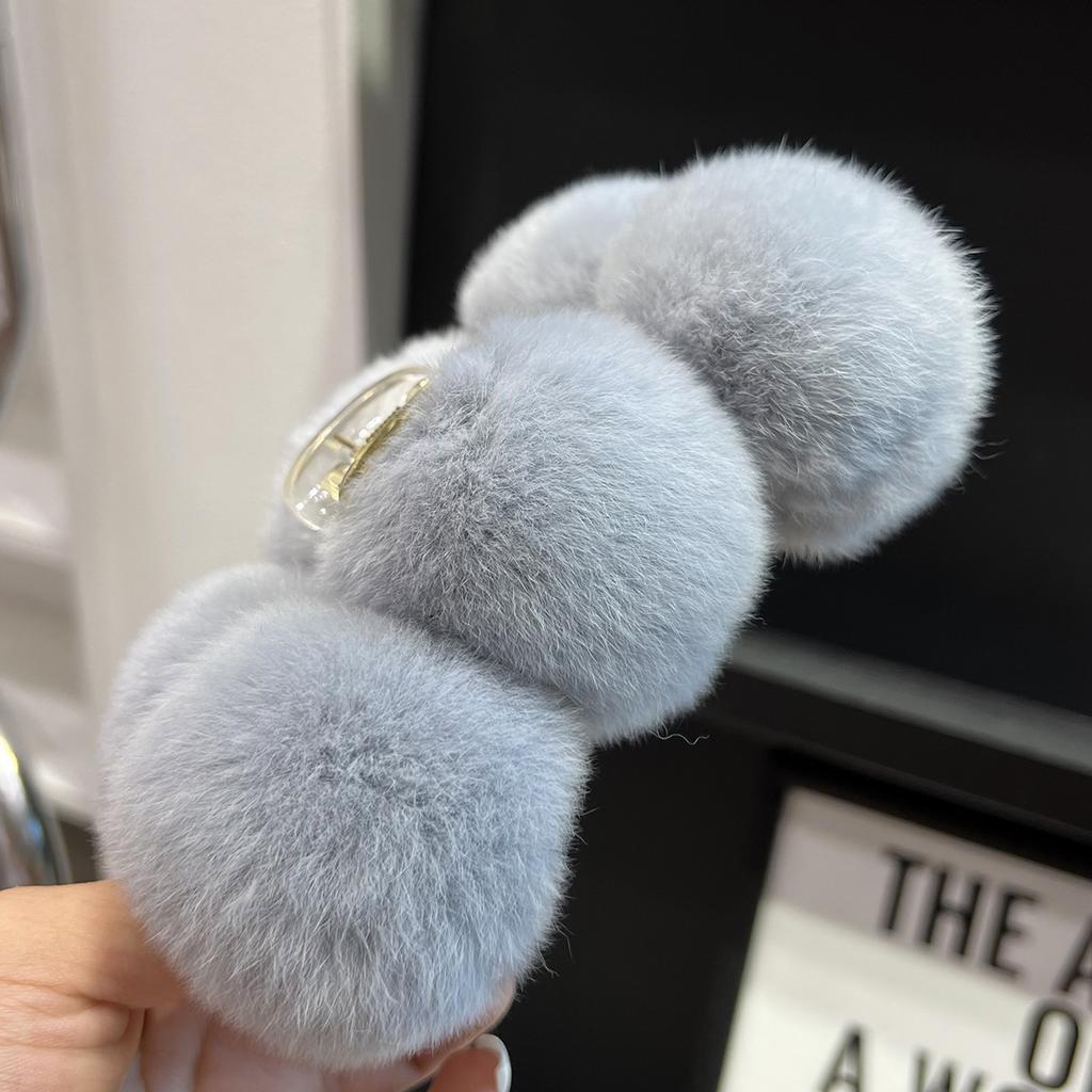 Autumn Winter Plastic Ball Grab Clip Large Plush Hairpin Back Head Shark Clip Hair Accessories 10cm European American Style New