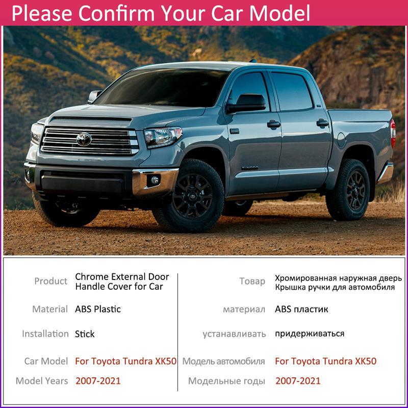 For Toyota Tundra XK50 2007~ Gloss Black Door Smart Handle Cover Trim Stickers Protective Styling Car Exterior Accessories