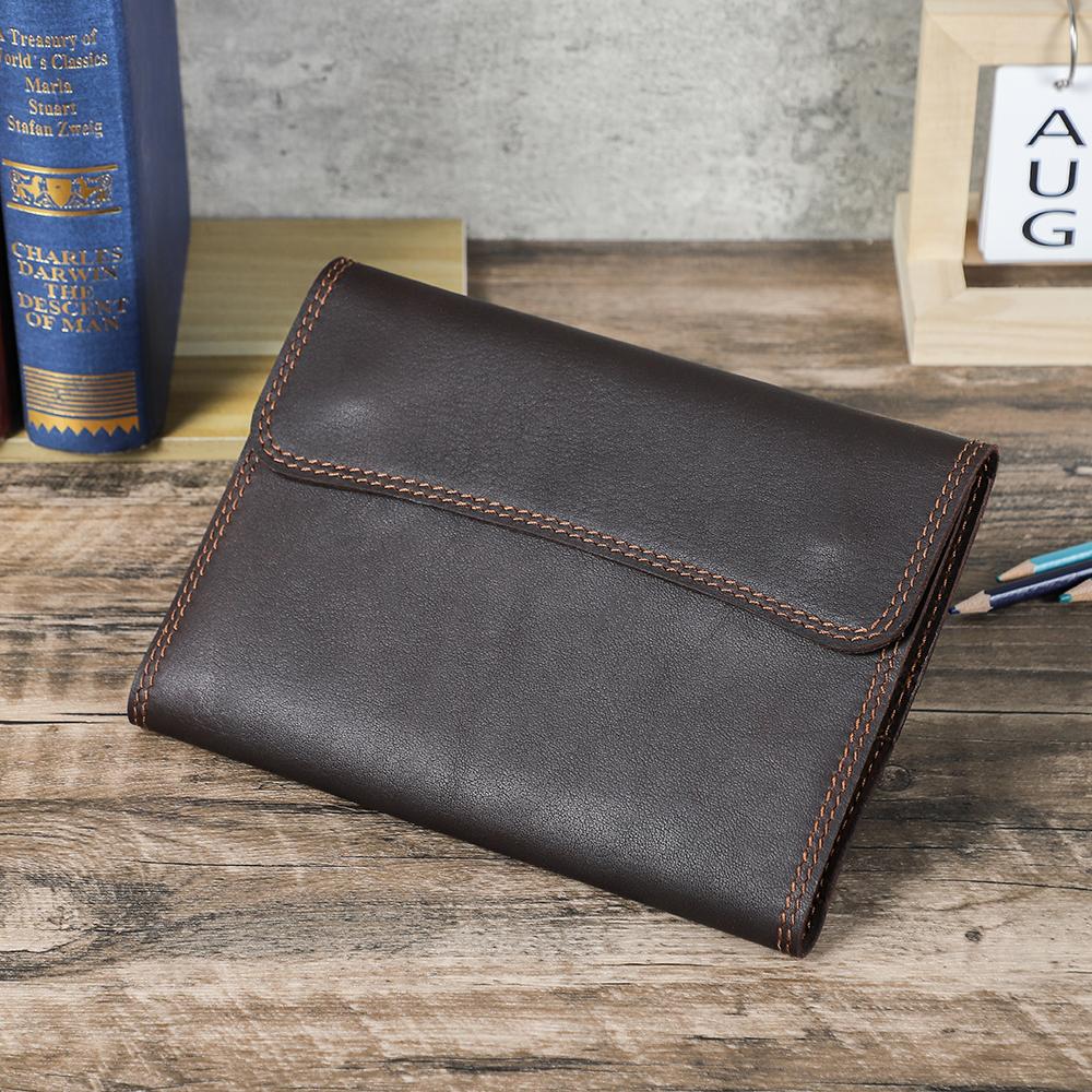 Dropship Handmade Vegetable Tanned Leather A5 Journal Cover With Flap Design Notebook Wallet Customazible Book Sleeve Pouch