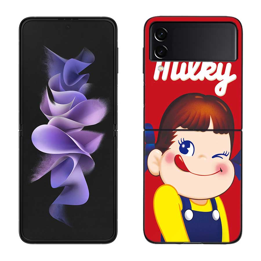 F-Fujiya M-Milky P-Peko C-chan Мультяшный Чехол для Телефона для Samsung Z Flip 7 6 5G Galaxy Z Flip 5 4 3 Черный Жесткий Чехол Роскошный ПК