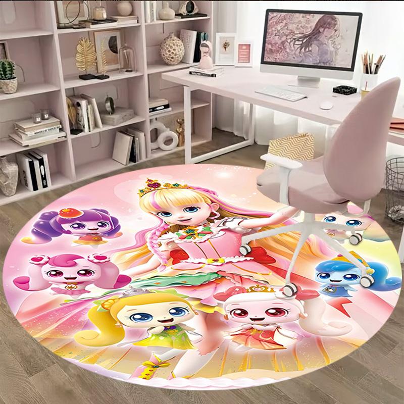 1pc Catch Teenieping Magic Sweethear (7) Print Round Carpet Chair Round Carpet Suitable for Bedroom Living Room Home Decorative Carpet