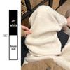 Женские брюки клеш из смесовой шерсти цвета Off-White: Осенне-зимний стиль, Свободный крой, На флисовой подкладке, Вязаный, Длины до пола