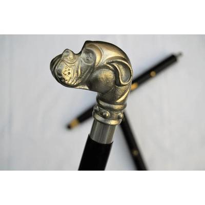Деревянная трость Bull Dog Head Трость Викторианская алюминиевая ручка для головы