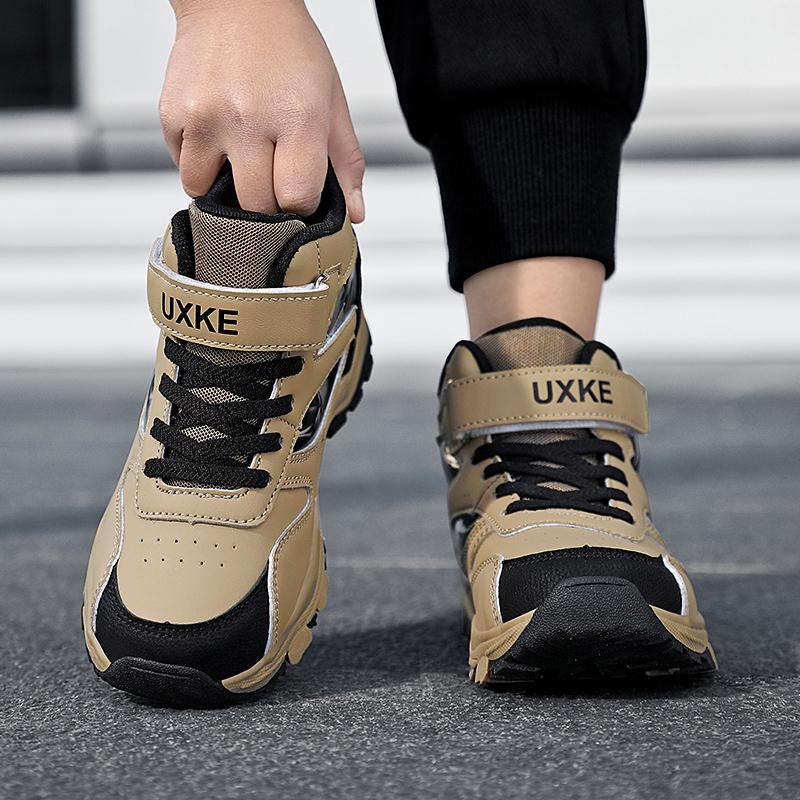 Осенне-зимние высокие спортивные ботинки для мальчиков на липучке, детские ботинки, зимняя спортивная обувь