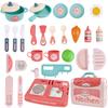 30 шт. кухонный набор игрушек для ролевых игр с чемоданом для хранения, кухонная утварь, столовые приборы, имитация фруктов, овощей, аксессуары