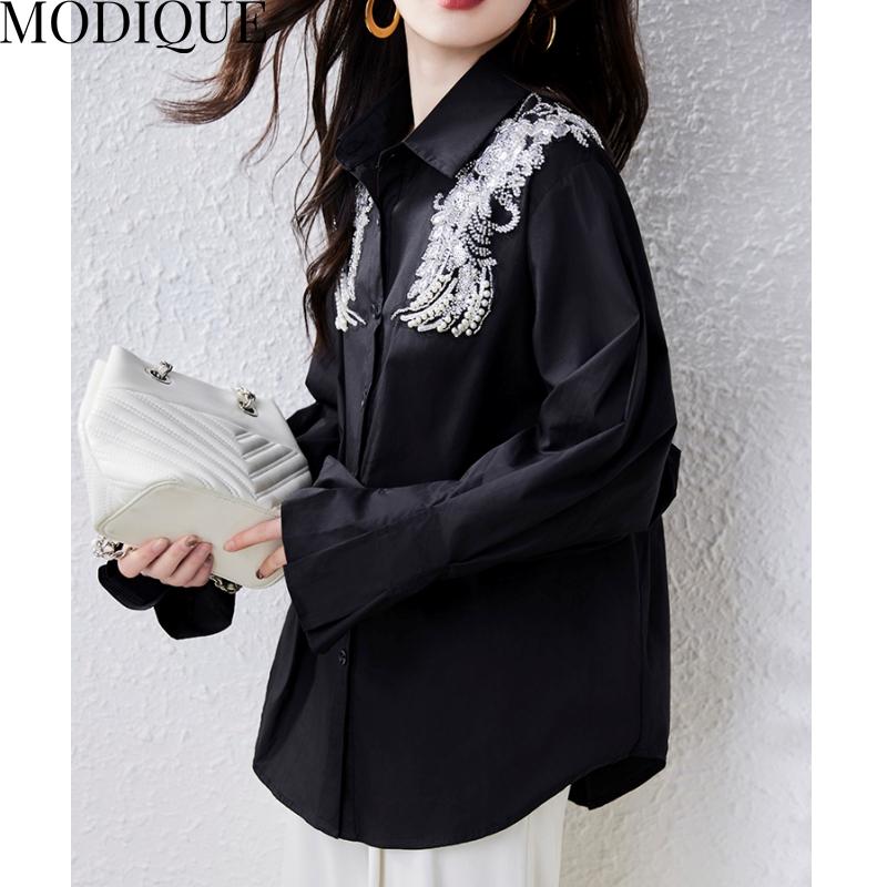 MODIQUE весна лето плюс размер новые женские свободные винтажные шифоновые блузки с цветочным принтом рубашки пальто женские повседневные оверсайз топ с длинными рукавами футболка