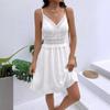 Women's Polka Dot Jacquard Water-soluble Lace Lace Patchwork V-neck Halter Dress