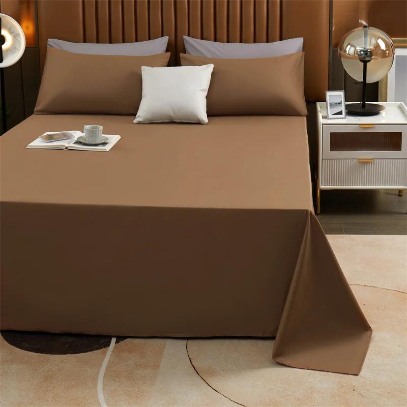 Простая однотонная простыня из хлопка с алоэ, одинарная простыня для дома, приятная для кожи, простыня для односпальной и двуспальной кровати для студенческого общежития