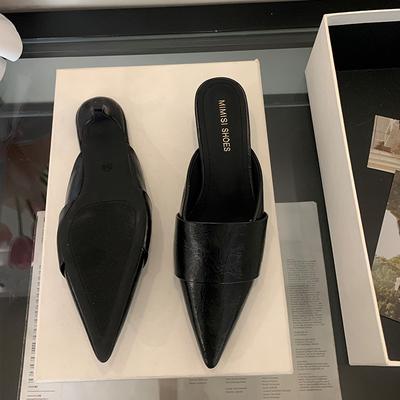 Мода Роскошь Мода Острый Носок Женские Туфли-Лодочки на Низком Каблуке Шлепанцы Обувь Женская Обувь Слипоны Неглубокие Женские Туфли на Тонком Каблуке Мюли Леди