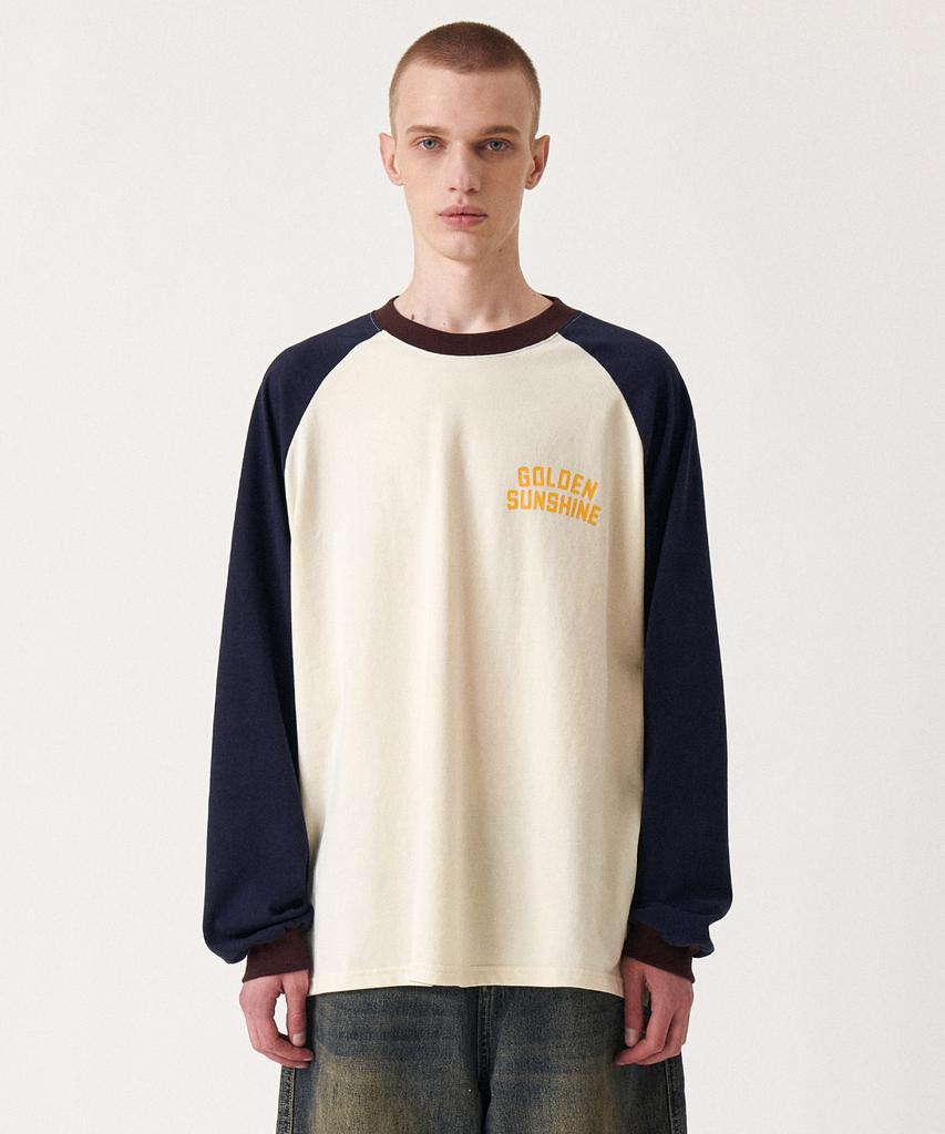 GOLDEN SUNSHINE Colorblock Raglan Long Sleeve_Cream
