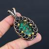Copper Malachite Gemstone Pure Copper Wire Wrapped Handmade Pendant Jewelry