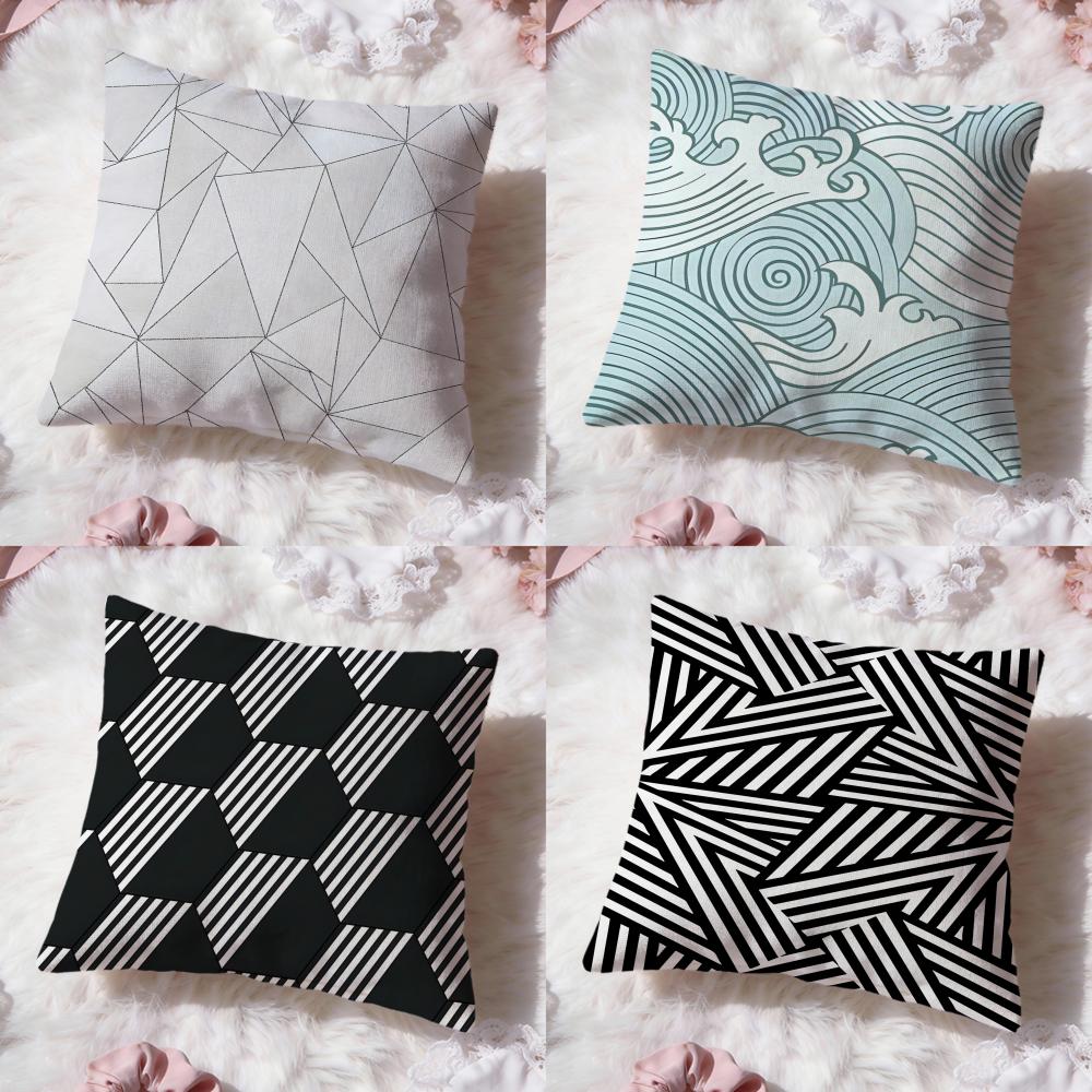 Geometric Line Texture Cushion Cover Premium Comfort Reversible Pillow Cove Two in One Design for Any Room Car Interior