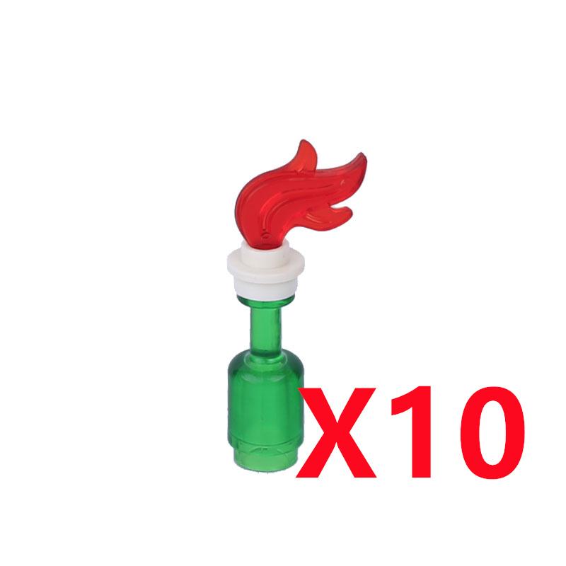 MOC Строительные блоки Костер Пламя Средневековая Бутылка вина Набор аксессуаров Модель подсвечника Мини-кирпич Совместимая игрушка Подарок Сделай сам X019