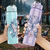 1PC Mandala Flower Pattern 750ml Color Plastic Sports Water Bottle Leakproof Flip Straw Lid Suitable for Sports Office Home Use