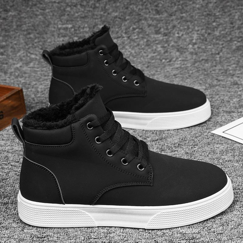 Модные высокие мужские туфли Sonw Boots для мужчин зимние теплые хлопковые туфли модные кожаные мужские туфли на плоской подошве брендовые мужские вулканизированные туфли Botas