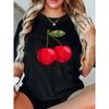 Summer Round Neck 3D Cherry Print Top Fashionable Casual Short Sleeved Women's T-shirts