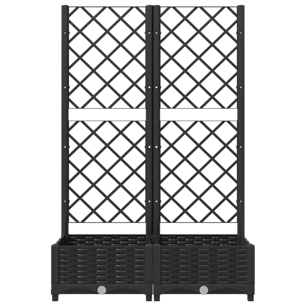 Garden Planter with Trellis Black 80 x 40 x 121.5 cm PP