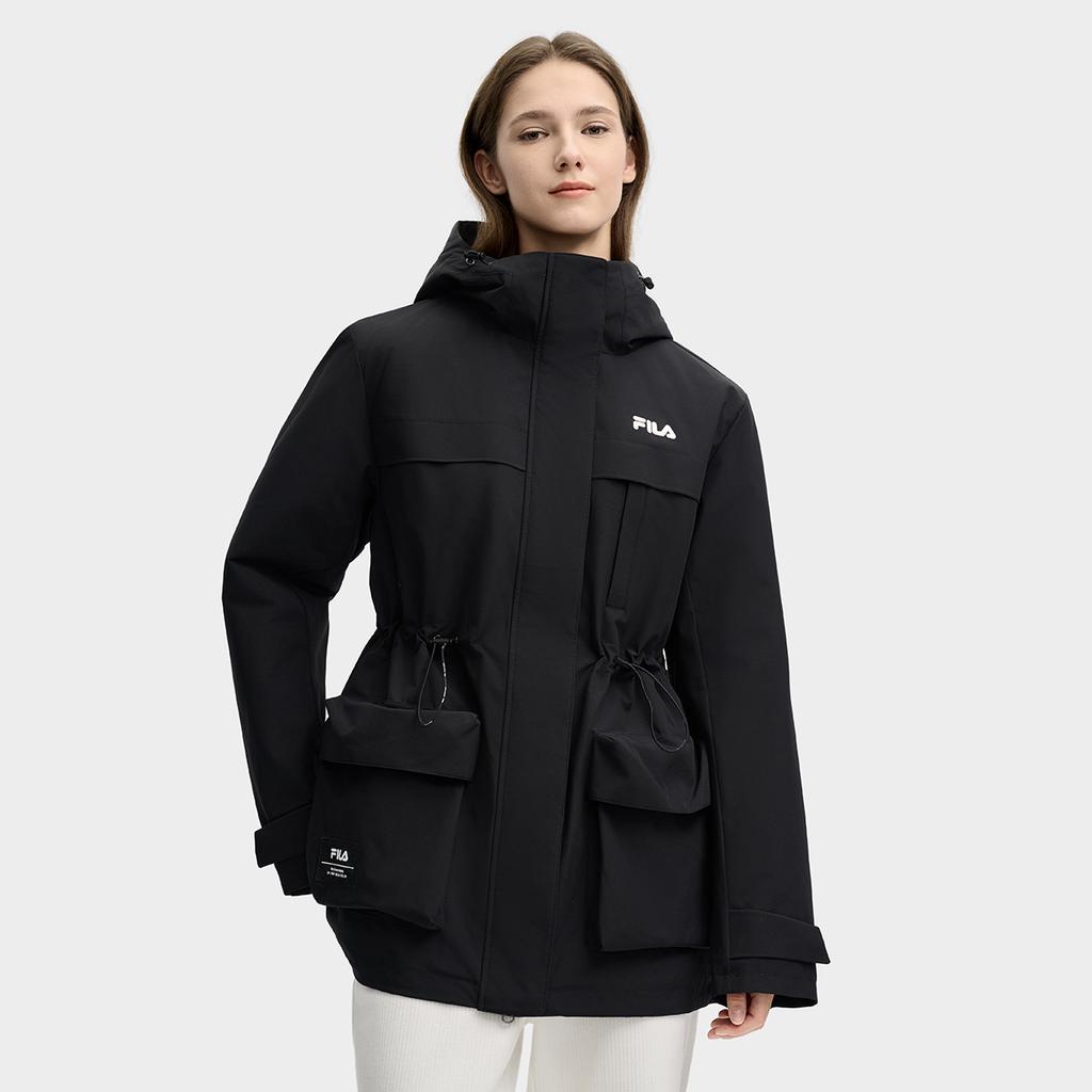 Fila Серия Наследие Модный Повседневный Свободный Теплый Хлопковый Жакет с Капюшоном Женские куртки Черный F11W518904F-BK