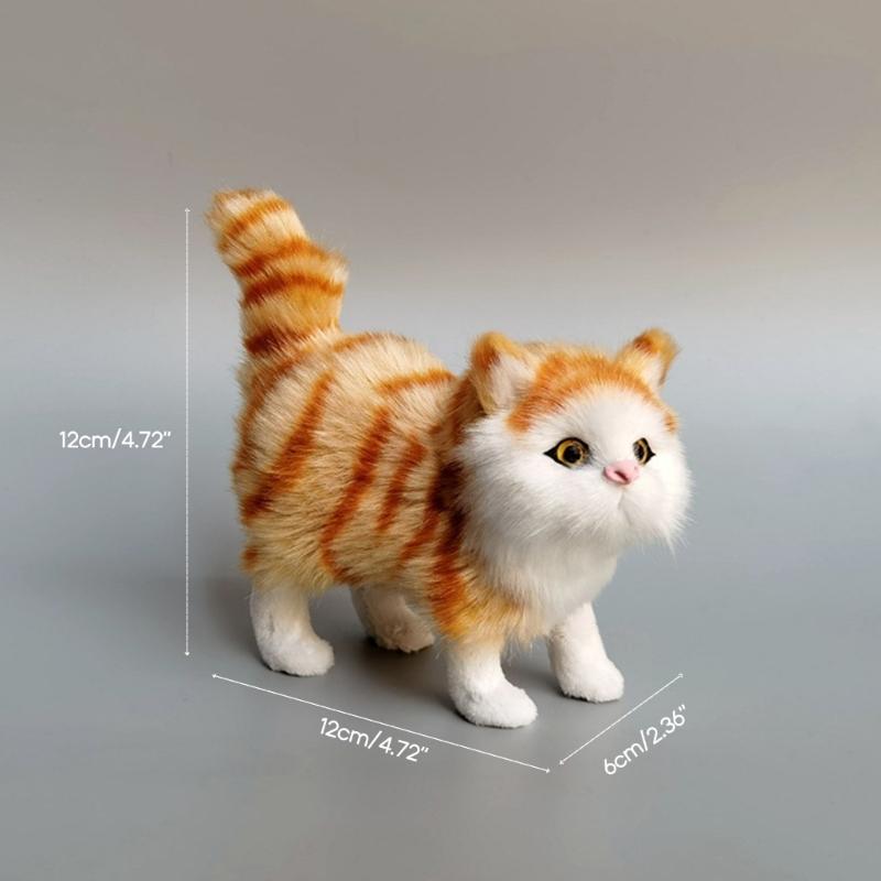Kitten Figures Simulation Cat Ornament Gift for Kid Children Bedroom Decoration