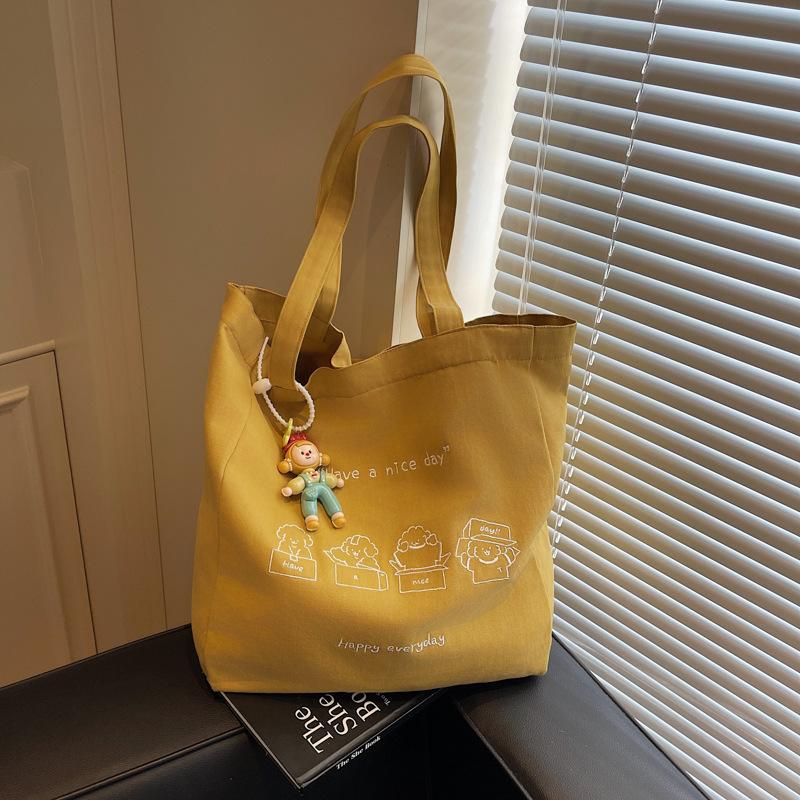 Новая холщовая сумка-тоут 2025 года большой вместимости, женская повседневная универсальная тканевая сумка, сумка для занятий