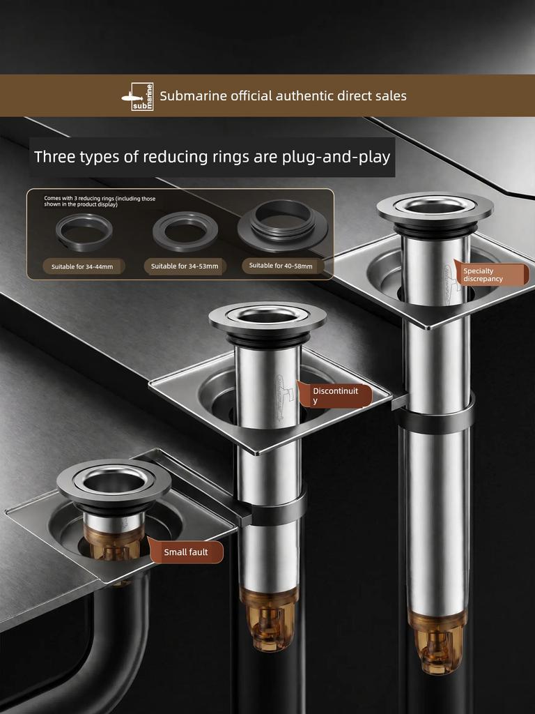 Submarine-Style Extended Drain Core Anti-Odor Sewer Pipe Anti-Insect Inner Core for Bathroom Washing Machine Repair
