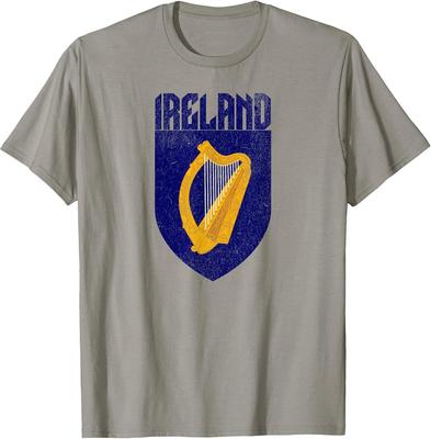 Celtic Ireland Harp Azure Banner Iresh Crest T-Shirt