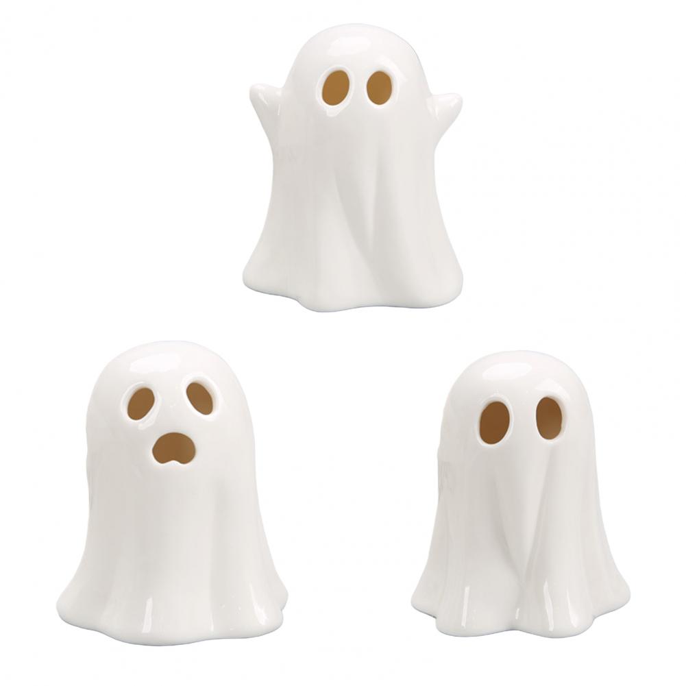 Led Ghost Lights Ceramic Ghost Decorations Ceramic Ghost Led Light Up Decor Small White Figurine Halloween Ornaments