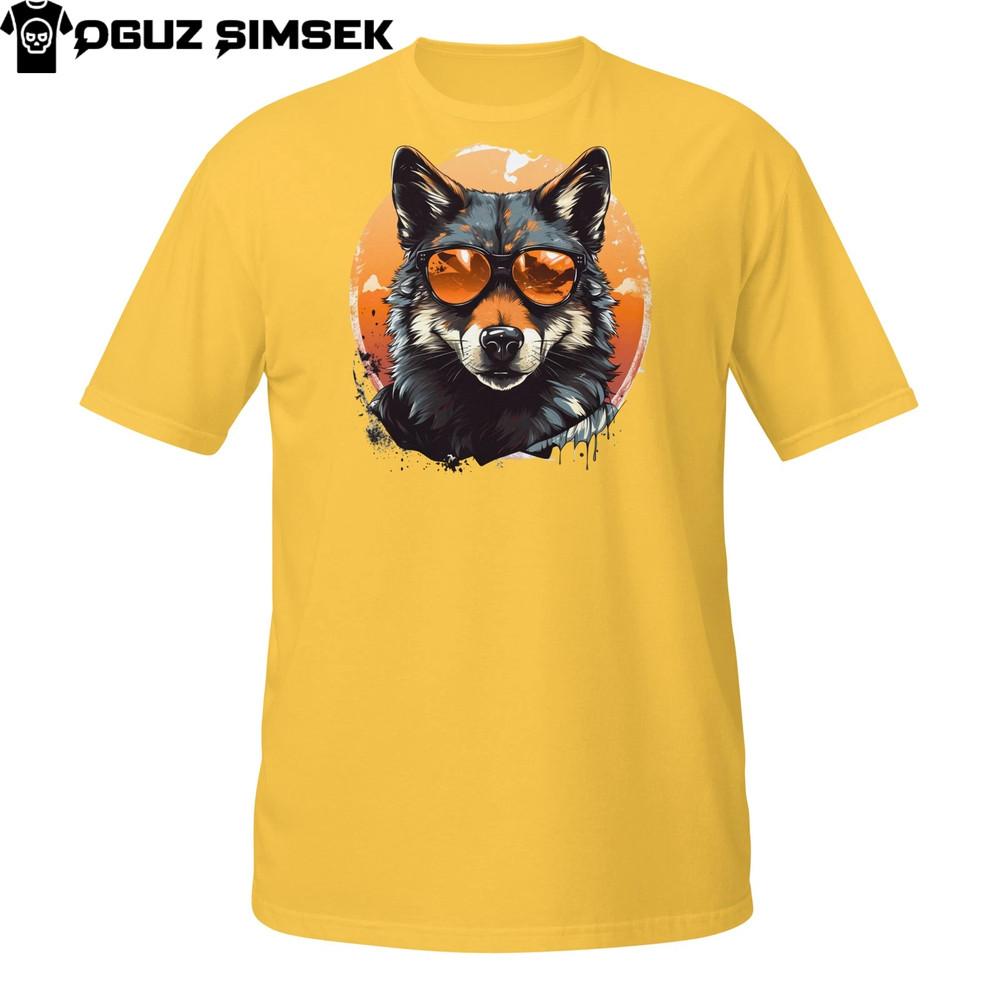 Уличная футболка с волком – Крутой волк в очках, городская графическая футболка
